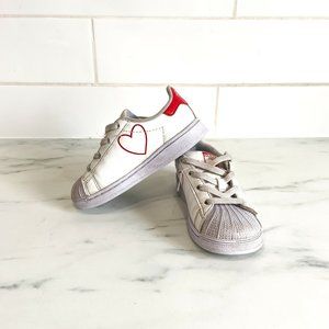 Adidas Originals Superstar  'Heart' White/Scarlet Red Shoes Toddler Kids Size 8k